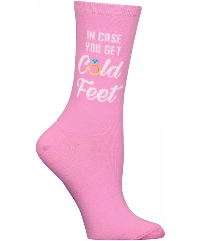 Women's Novelty Geometric Pattern Crew In Case You Get Cold Feet (Petal Pink) $6.61 Socks