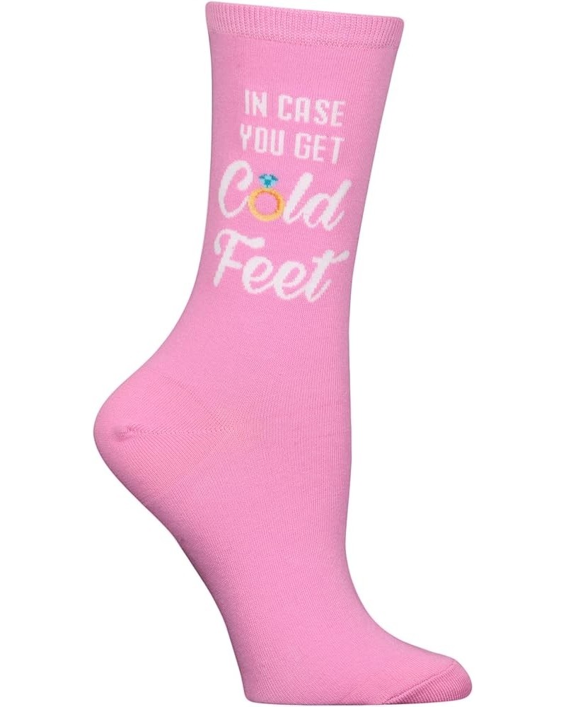 Women's Novelty Geometric Pattern Crew In Case You Get Cold Feet (Petal Pink) $6.61 Socks