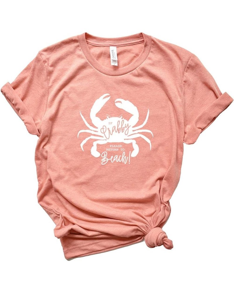 If Crabby. Please Return to Beach. - Summer Short Sleeve Graphic Tee - White Ink Sunset Crew White Ink $14.03 T-Shirts