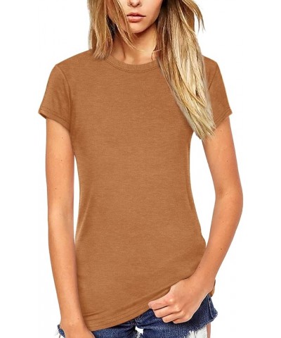 Women T Shirt Short/Long Sleeve Crew Neck Tee Tops Blouse Model A:brown $14.01 T-Shirts