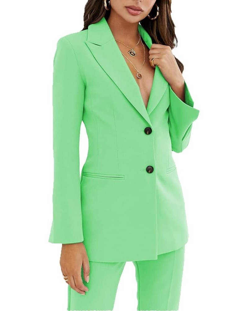 Women's Suits Two Piece Notch Lapel Slim Fit Work Suit Lady Outfit Casual Jacket and Pant Mint Green $30.08 Suits