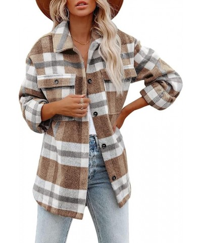 Jackets for Women Plaid Flannel Shirt Casual Long Sleeve Hoodie Button Down Drawstring Shackets Womens Fall Fashion 2023 A-ye...