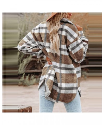 Jackets for Women Plaid Flannel Shirt Casual Long Sleeve Hoodie Button Down Drawstring Shackets Womens Fall Fashion 2023 A-ye...