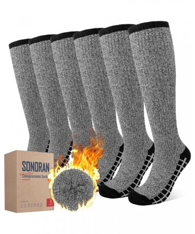 Winter Compression Socks for Women Men (3/6 Packs) Warm Work 15-20mmHg Heavyweight Thick Cushion Cotton Over The Knee Black W...