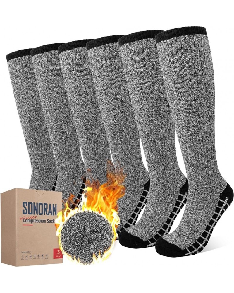 Winter Compression Socks for Women Men (3/6 Packs) Warm Work 15-20mmHg Heavyweight Thick Cushion Cotton Over The Knee Black W...