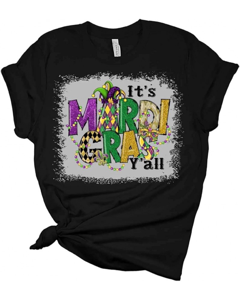 Its Mardi Gras Yall Mardi Gras Shirt, Bella Graphic Tees for Women Black $14.81 T-Shirts