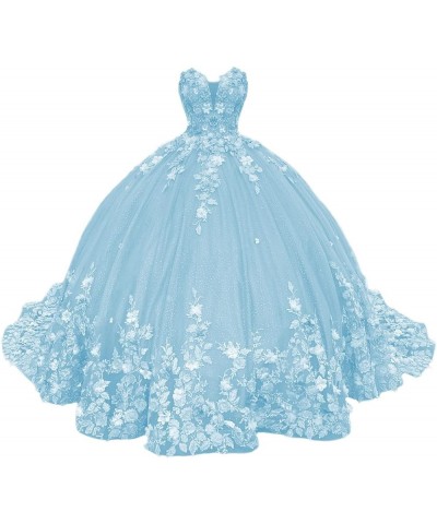 Sweetheart Sweet 16 Quinceanera Dresses Ball Gown for Girls Puffy Strapless Prom Dresses for Women CXL040 Sky Blue $56.70 Dre...