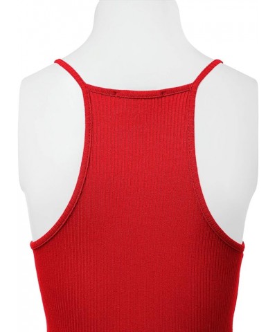 Women's Scoop V-Neck Racerback Sleeveless Tank Top Ribbed Cotton Halter Bodysuit 408-poppy-1 $8.63 Lingerie