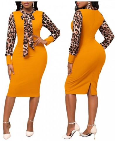 Church Dresses for Women Bodycon Long Sleeve Vintage Wrap Work Business Midi Pencil Dress 92yellow $12.76 Dresses