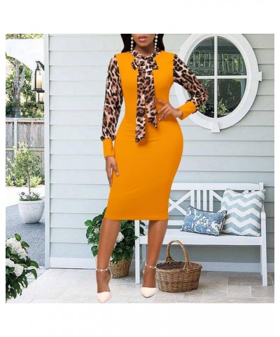 Church Dresses for Women Bodycon Long Sleeve Vintage Wrap Work Business Midi Pencil Dress 92yellow $12.76 Dresses