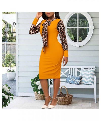 Church Dresses for Women Bodycon Long Sleeve Vintage Wrap Work Business Midi Pencil Dress 92yellow $12.76 Dresses