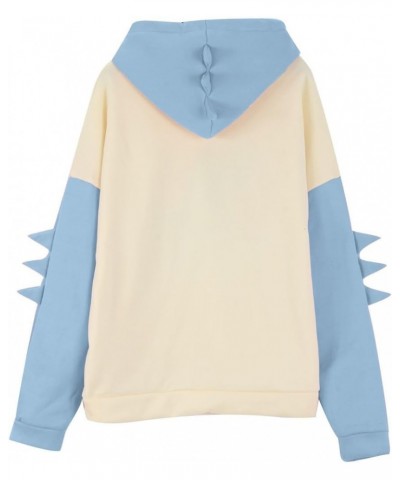 Dino Hoodie Womens Cute Cartoon Dinosaur Graphci Sweatshirts Long Sleeve Splice Loose Comfy Pullover Tops 05 Sky Blue $11.11 ...