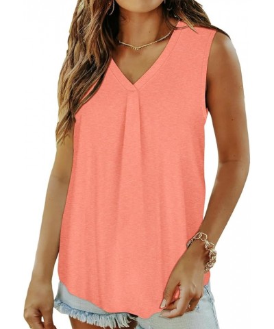 Plus Size Tank Tops for Women V Neck Sleeveless Collared Polo Shirt Solid Color Oversized Basic Casual Trendy Tanks P02-pink ...