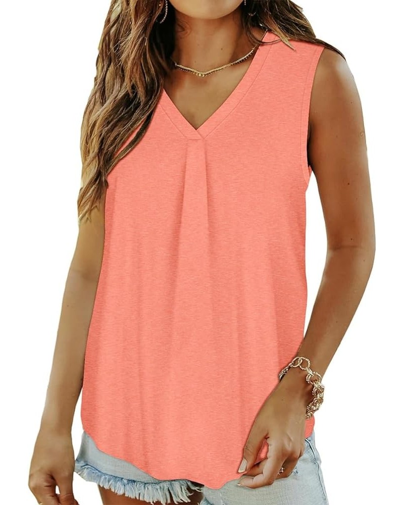 Plus Size Tank Tops for Women V Neck Sleeveless Collared Polo Shirt Solid Color Oversized Basic Casual Trendy Tanks P02-pink ...