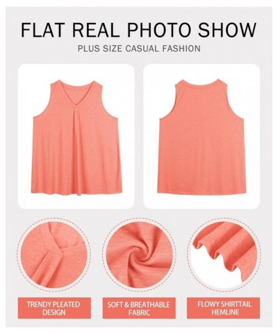 Plus Size Tank Tops for Women V Neck Sleeveless Collared Polo Shirt Solid Color Oversized Basic Casual Trendy Tanks P02-pink ...