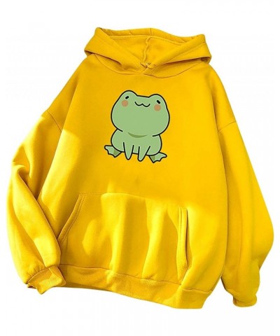 Women Lovely Hoodies, Women's Teen Girls Cute Frog Frog Hoodie Sweatshirts Loose Pullover Tops Shirts Yellow $12.09 Hoodies &...