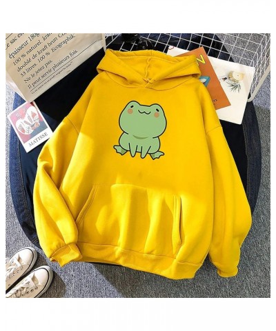 Women Lovely Hoodies, Women's Teen Girls Cute Frog Frog Hoodie Sweatshirts Loose Pullover Tops Shirts Yellow $12.09 Hoodies &...