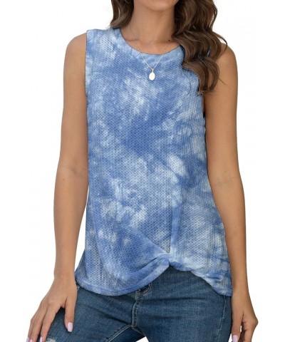 Womens Tunic Casual Blouse Sleeveless Cute Twist Knot Tank Tops 37 Tie Dye Blue $17.69 Tanks