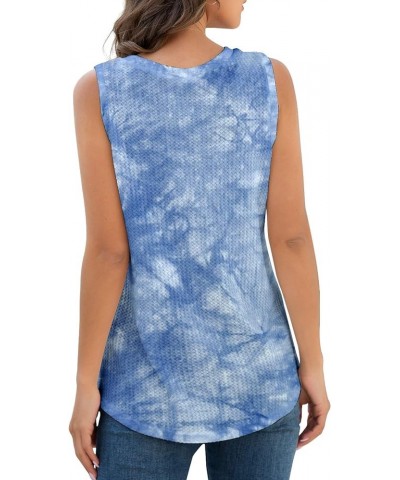 Womens Tunic Casual Blouse Sleeveless Cute Twist Knot Tank Tops 37 Tie Dye Blue $17.69 Tanks