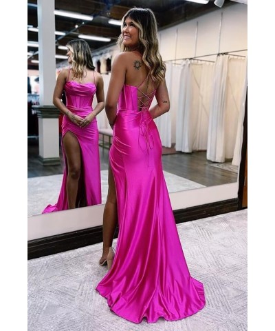 Mermaid Prom Dresses with Slit 2022 Plus Size Satin Long Evening Formal Dresses for Women Cocktail Party Burnt Orange $45.89 ...