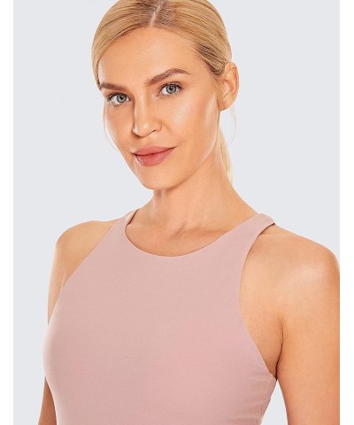 Womens High Neck Workout Tank Tops - with Built-in Shelf Bra Racerback Athletic Sports Shirts Rose Lavender $15.18 Activewear