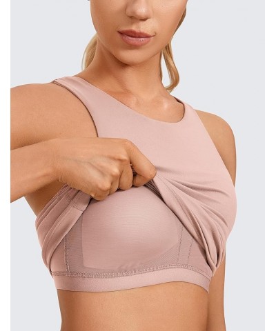 Womens High Neck Workout Tank Tops - with Built-in Shelf Bra Racerback Athletic Sports Shirts Rose Lavender $15.18 Activewear