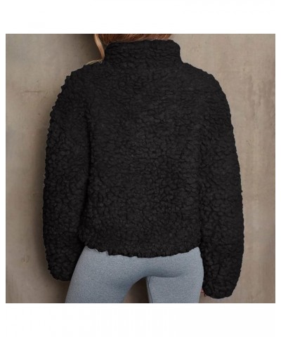 Women's Fashion Casual Coat Fluffy Fleece Turn-Down Collar Faux Fur Top Short Loose Jacket Black $10.02 Coats