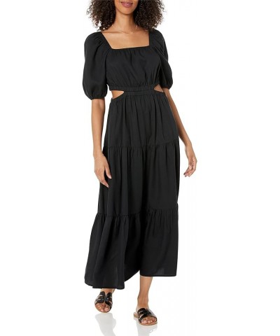 Women's Anaya Square-Neck Cutout Tiered Maxi Dress Black $23.32 Dresses