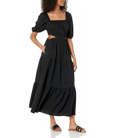 Women's Anaya Square-Neck Cutout Tiered Maxi Dress Black $23.32 Dresses