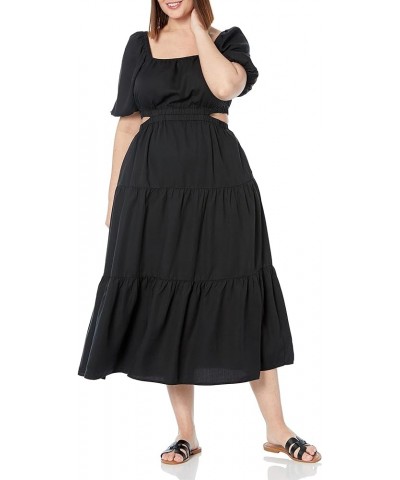 Women's Anaya Square-Neck Cutout Tiered Maxi Dress Black $23.32 Dresses