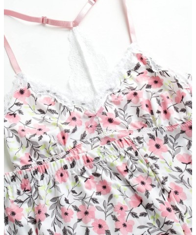 Women's Pajama Set- 2-Piece Micro Shorts and Cami Sleepwear Set Pink Garden $10.81 Sleep & Lounge