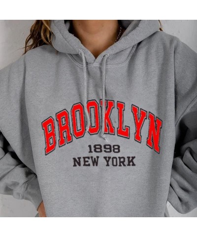 Loose Hoodies for Women Teen Girls Trendy Aesthetic Graphic Printed Preppy Sweatshirts Brooklyn New York Pullover Tops Black ...