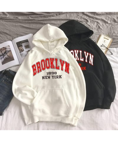 Loose Hoodies for Women Teen Girls Trendy Aesthetic Graphic Printed Preppy Sweatshirts Brooklyn New York Pullover Tops Black ...