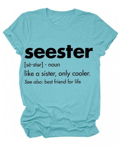 Womens Seester T-Shirt Short Sleeve Workout Shirts Summer Casual Letters Cute Graphic Tee Friendship Sister Gift Tops 05deep ...