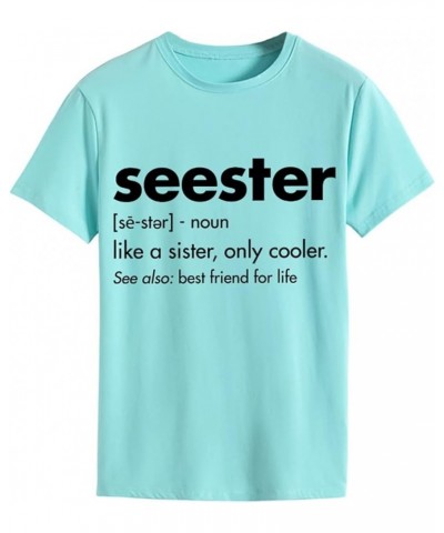 Womens Seester T-Shirt Short Sleeve Workout Shirts Summer Casual Letters Cute Graphic Tee Friendship Sister Gift Tops 05deep ...