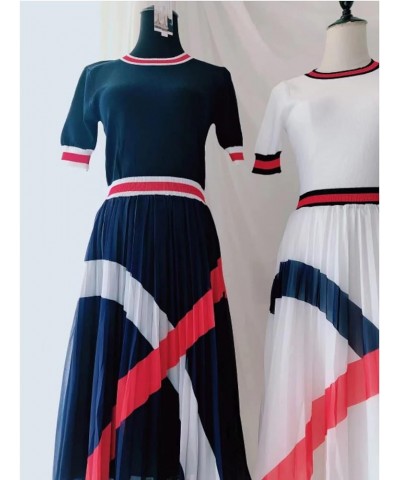 Summer Fashion Knitting Dress Women Pleated Midi Long Vintage Elegant Vestidos Clothing 2 $25.99 Dresses