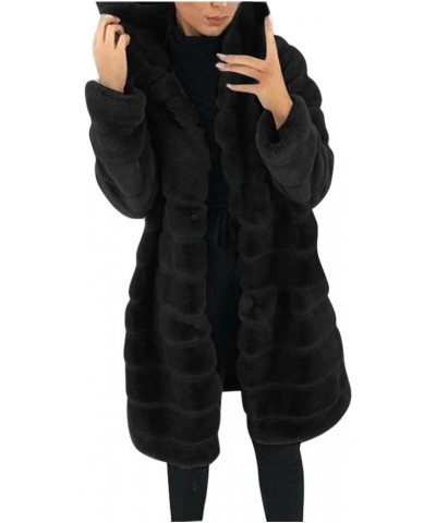 White Coats for Womens Ankle Length Long Cardigans Fleece Fur Plush Jackets Elegant Solid Color Outwear Tops 3-black $23.59 O...