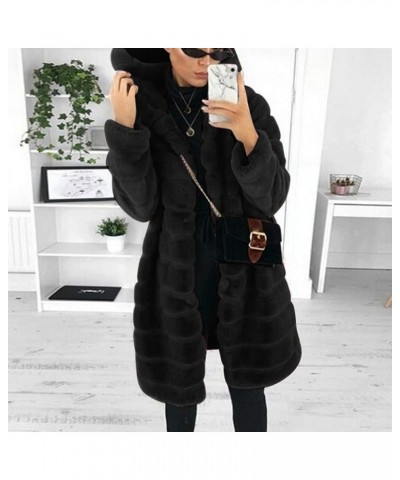 White Coats for Womens Ankle Length Long Cardigans Fleece Fur Plush Jackets Elegant Solid Color Outwear Tops 3-black $23.59 O...