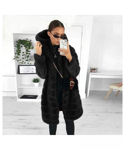 White Coats for Womens Ankle Length Long Cardigans Fleece Fur Plush Jackets Elegant Solid Color Outwear Tops 3-black $23.59 O...