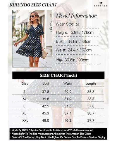 Women 2024 Spring Summer Long Sleeve V Neck Ruffle Polka Dot Mini Dress Casual Loose Tiered Swing Tunic Dresses Style2-navy $...