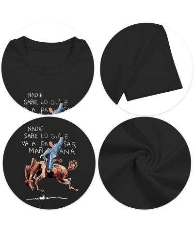 Cute Bunny Shirt New Album Tshirt Nadie Sabe Lo Que Va A Pasar Mnana Tees Hip-Hop Fan Gift Short Sleeve Black $14.26 T-Shirts