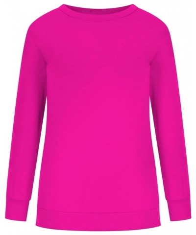 Plus Size Tops,Women'S Regular Solid Color Round Neck Long Sleeve Sweatshirt Basic Going Out Pullover Tunic 2-hot Pink $9.27 ...