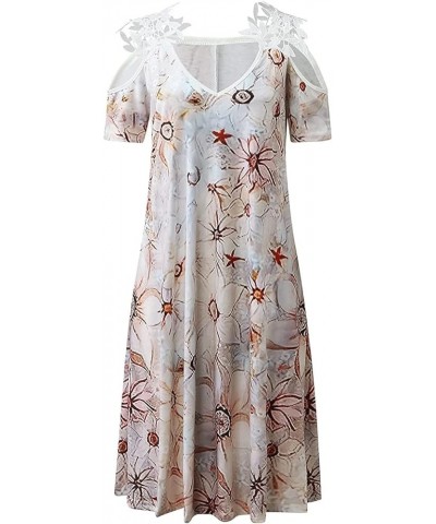 Summer Dresses for Women 2023 Sleeveless Floral V Neck Mini Tshirt Dress Casual Cover Ups Swimwear H010 Khaki $10.44 Swimsuits