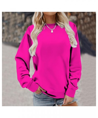 Plus Size Tops,Women'S Regular Solid Color Round Neck Long Sleeve Sweatshirt Basic Going Out Pullover Tunic 2-hot Pink $9.27 ...