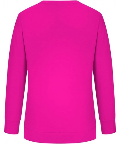 Plus Size Tops,Women'S Regular Solid Color Round Neck Long Sleeve Sweatshirt Basic Going Out Pullover Tunic 2-hot Pink $9.27 ...