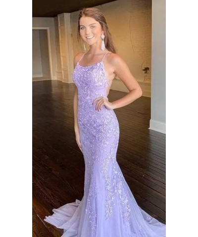 Mermaid Prom Dresses Long Lace Spaghetti Straps Backless Formal Evening Gowns with Train for Women Coral $39.95 Dresses