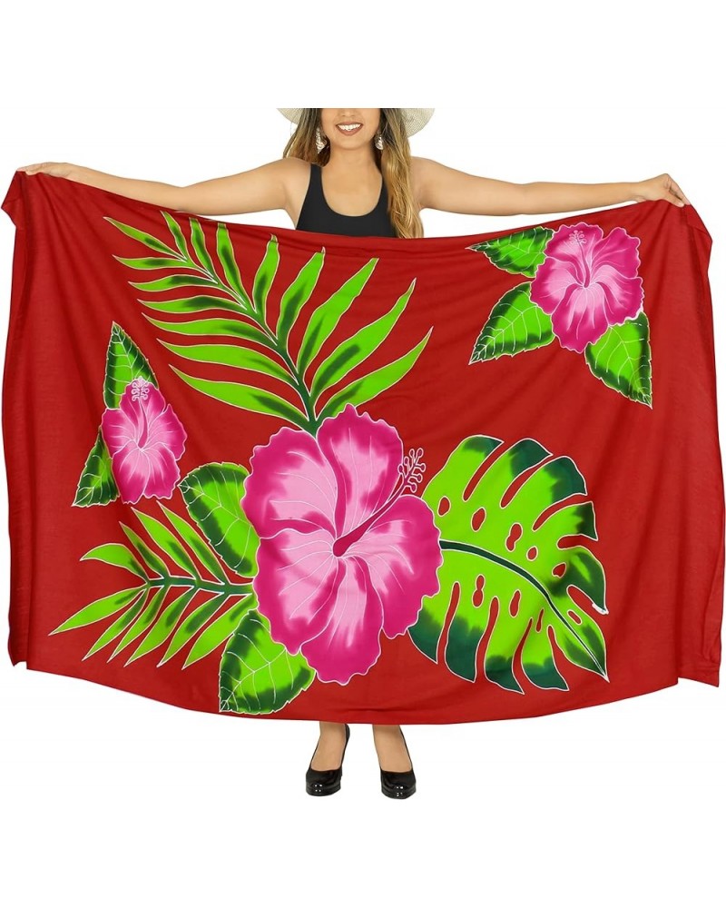 Women's Sarong Bikini Skirt Swimwear Cover up Summer Wraps Swimsuit Beach Wrap Coverups for Women Red, Flower $13.49 Swimsuits