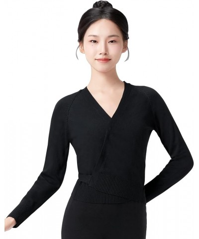 Ballet Sweater for Girls & Women, Ballet Warm up Dance Sweater, Ballet Wrap Pullover Sweaters for Leotards Black-wrap $11.68 ...