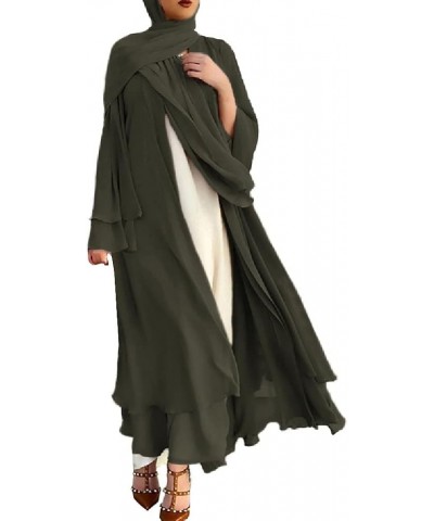 Women's Chiffon Muslim Cardigan Kaftan East Arabian Abaya Dress Casual Islamic Cover Up Long Dresses Army Green $27.13 Swimsuits