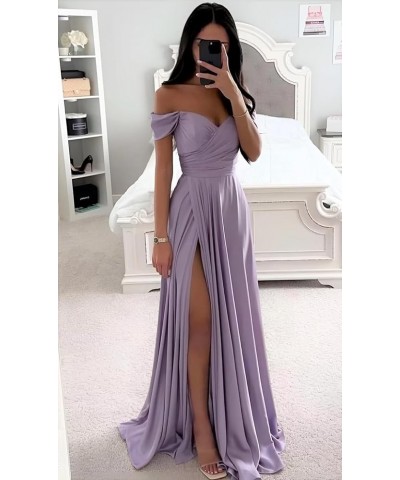 Women's Satin Bridesmaid Dresses with Slit Long Spaghetti Straps A Line Prom Dress Formal Gown Teal $22.55 Dresses